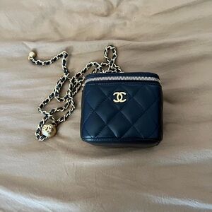 Chanel style Quilted Pouch with Gold Chain
